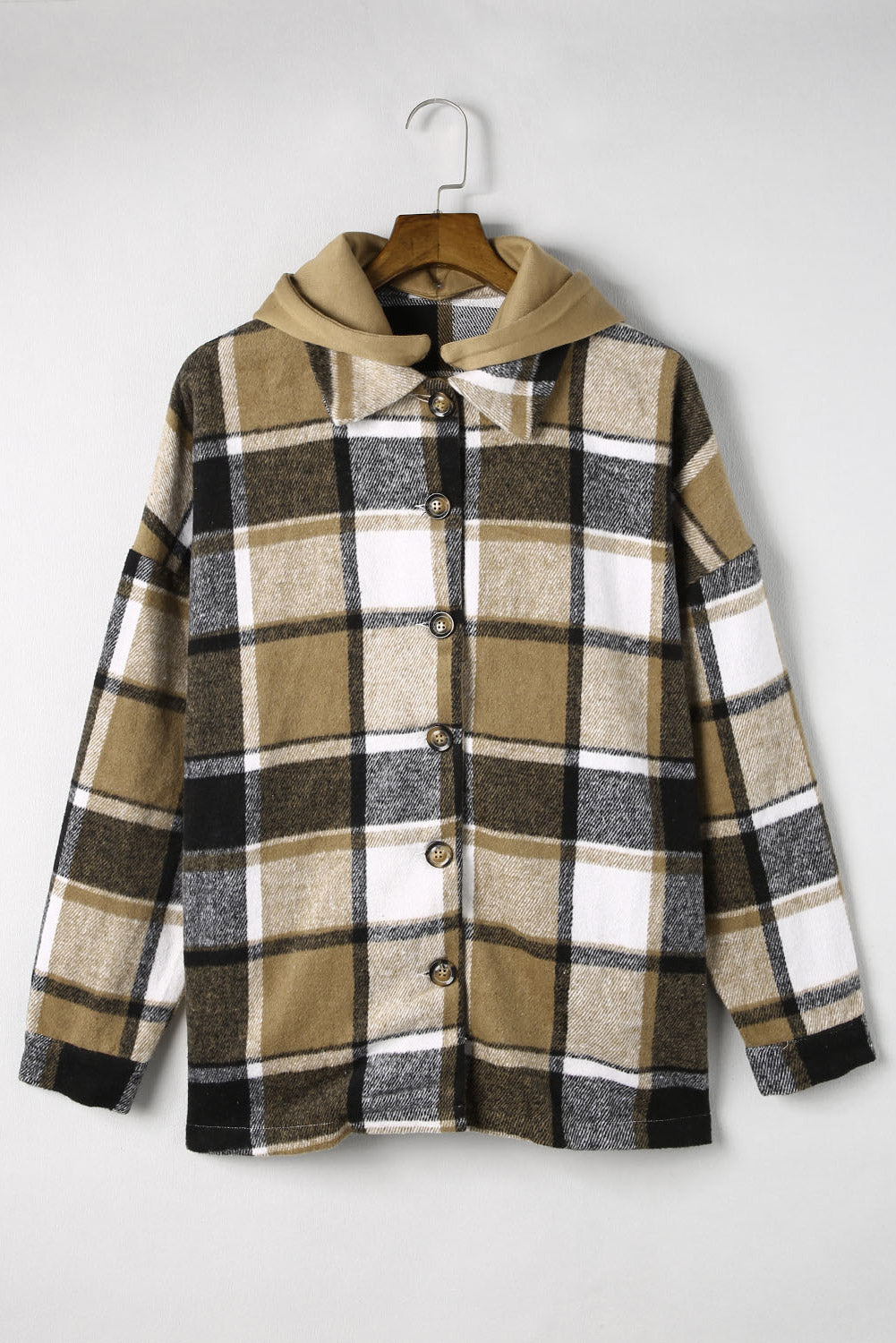 Plaid Button Up Hooded Shacket