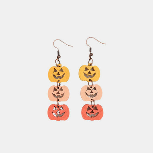 Wooden Contrast Pumpkin Earrings